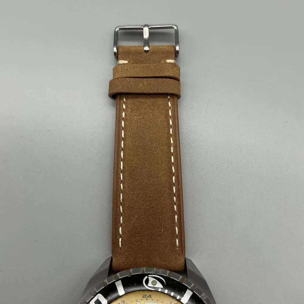 Freestyle Black Tip 2 Shark Mens Watch 43mm Yellow Dial 200m C275-05 New Battery